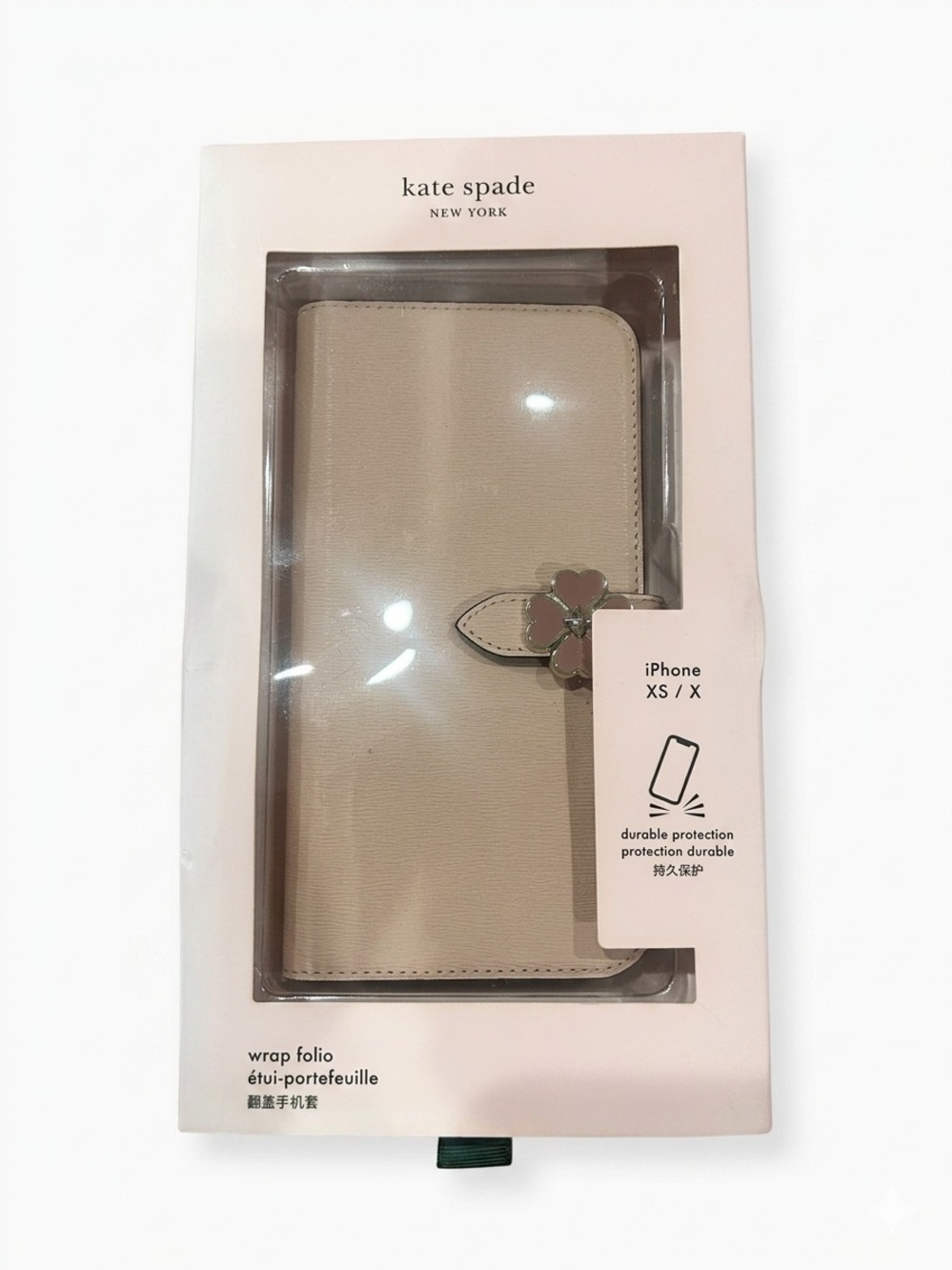 Kate Spade New York iPhone XS X Wrap Folio Case Flower Hardware Rosy Cheeks NIB